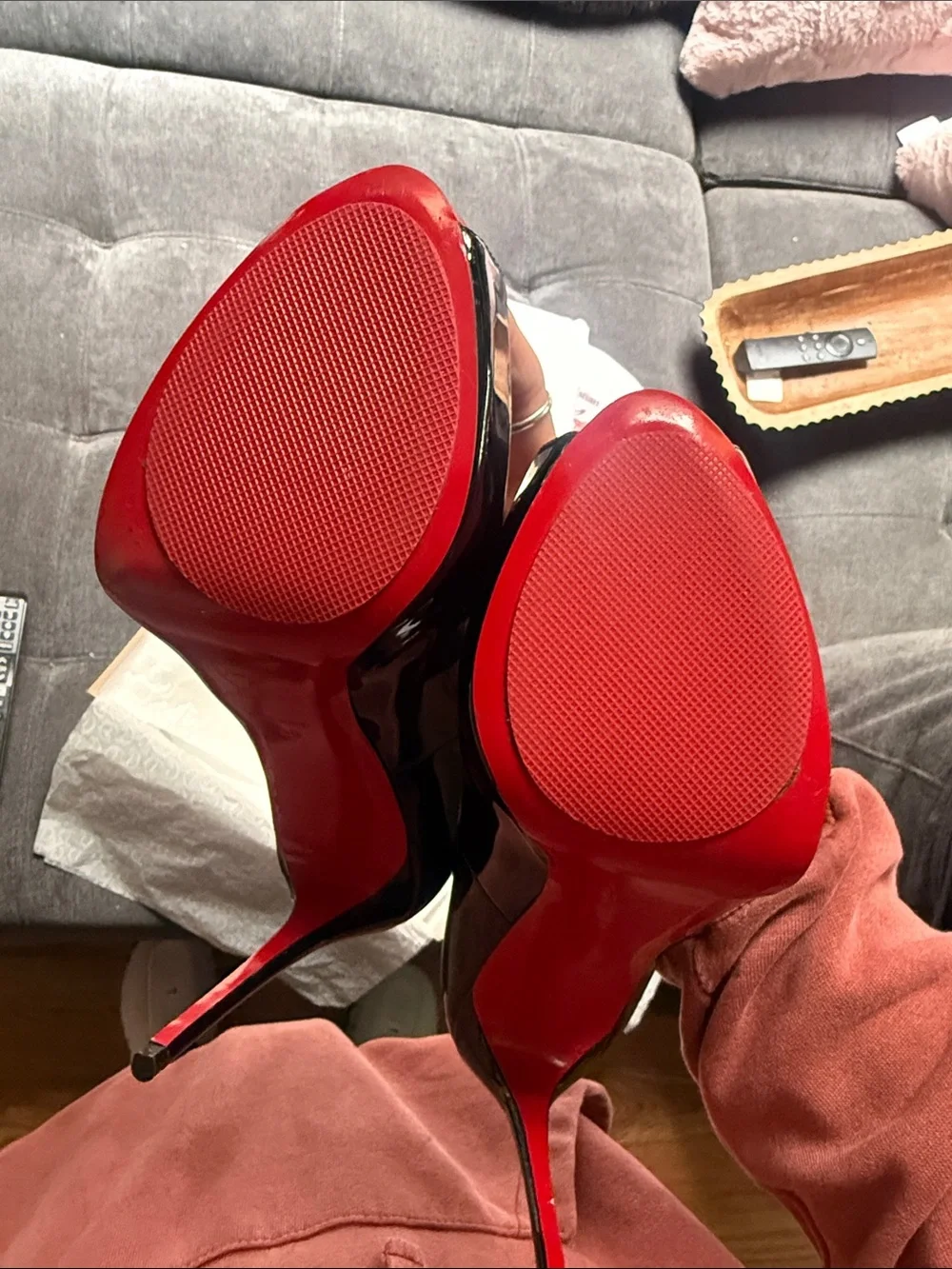 Christian Louboutin Black Prive Patent Peep-Toe Pumps Rare - unworn outdoors